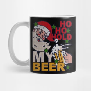 Ho Ho Hold My Beer - knitted effect ugly Christmas Mug